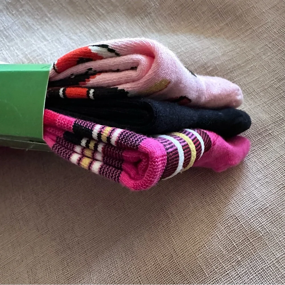 Kate Spade Wine Plaid Pattern Crew Socks 3 Pairs